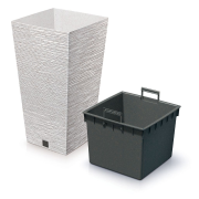 Květináč FURU SQUARE ECO WOOD s vkladem 39,5 cm - barva: bílá ECO