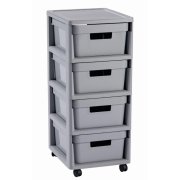 Regál Curver Infinity 4x11L so šuplíkmi svetlo šedý