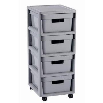 Regál Curver Infinity 4x11L so šuplíkmi svetlo šedý