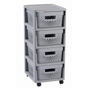 Regál Curver Infinity Dots 4x11L so šuplíkmi svetlo šedý