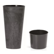 Květináč TUBUS SLIM BETON EFFECT s vladem  20 cm - barva: antracit