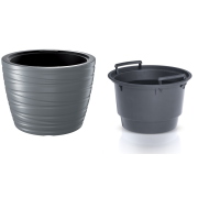 Květináč nízký MAZE s vkladem 37,5 cm - barva: šedý kámen